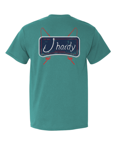 Rep your love for the outdoors and J Hardy in a unique way with our "Hook Letter" t-shirt! This classic-fit tee features a bold design where the J Hardy brand name is formed entirely from fishing hooks, a subtle yet eye-catching way to showcase your passion for fishing and quality apparel.