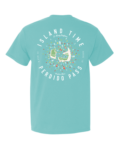 Dive into island bliss with the captivating "Island Time" Robinson Island t-shirt! This classic-fit tee features a stunning illustration of Robinson Island from a unique, upward perspective, showcasing a picturesque panorama of turquoise waters dotted with colorful boats. It's a visual invitation to slow down, soak up the sunshine, and embrace the relaxed island atmosphere.