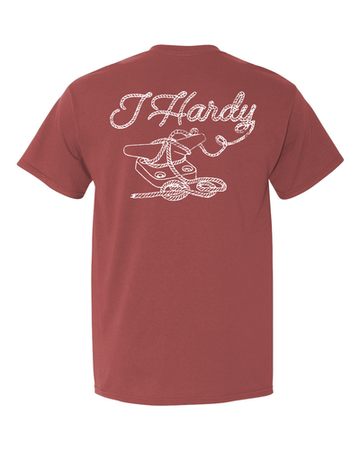 Cast off in classic comfort with the J Hardy "Roped" t-shirt! This relaxed-fit tee features a unique design where the J Hardy brand name is crafted from bold, nautical rope, securely tied to a cleat. It's a symbol of both timeless style and the unwavering spirit of the outdoorsman.